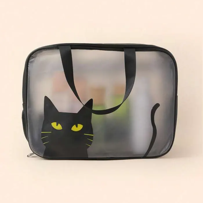 کیف لوازم آرایشی ضد آب شین طرح گربه - گالری لیلیوم