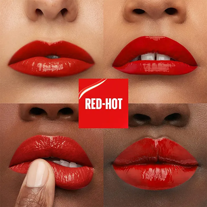 رژ لب مایع براق سوپر استی میبلین رنگ Red Hot 25-گالری لیلیوم